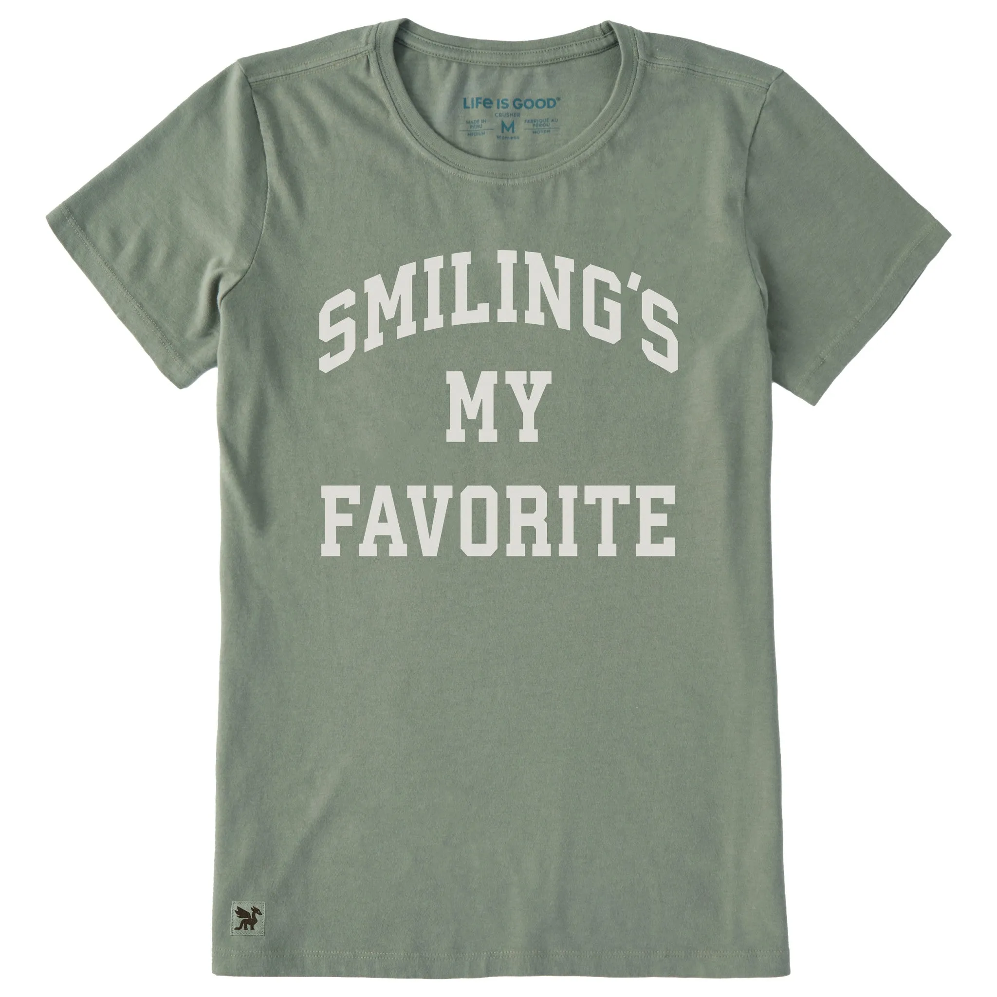 Women's Smiling's My Favorite Arch Short Sleeve Crusher Tee sold by Life is Good