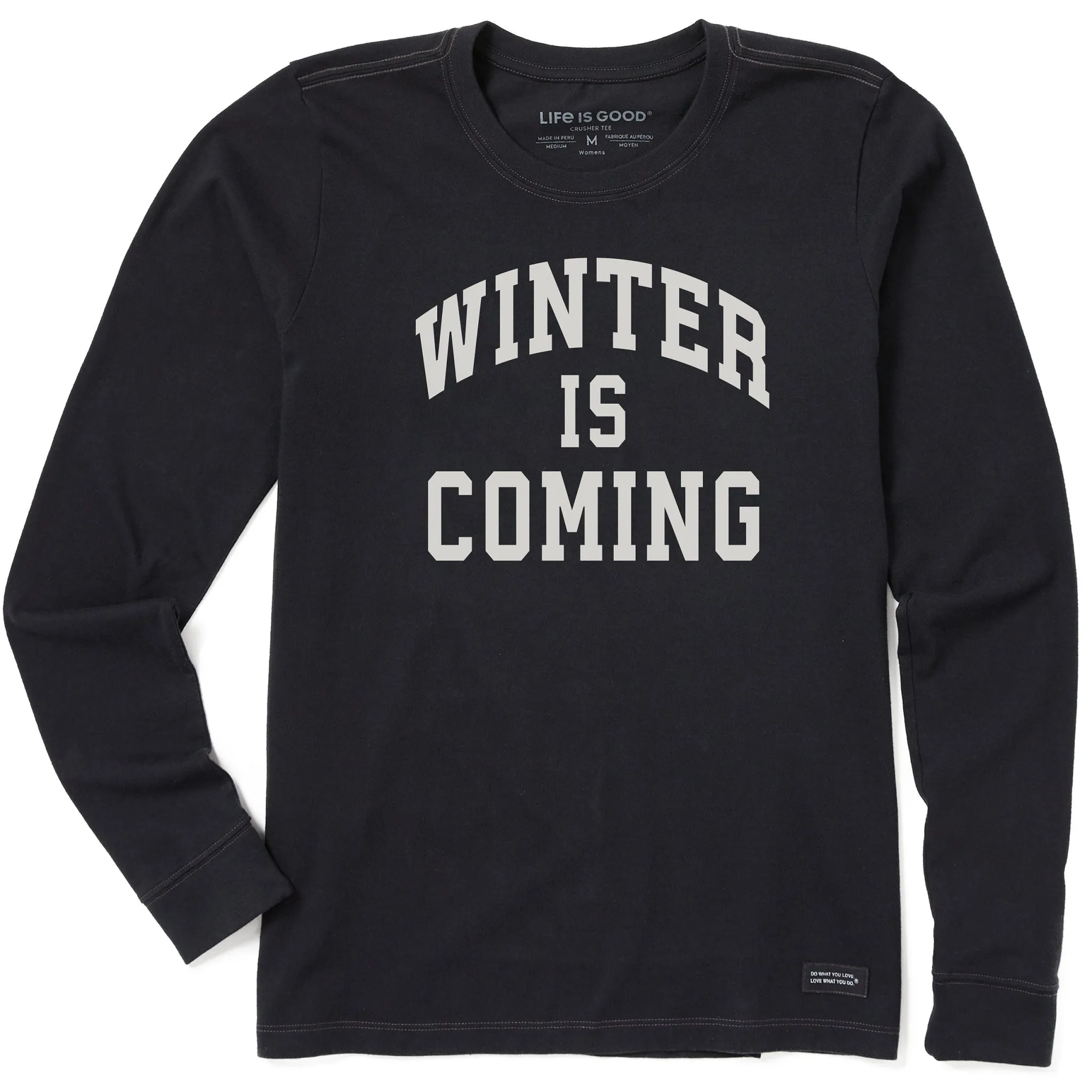 Women's Winter is Coming Arch Long Sleeve Crusher Tee sold by Life is Good