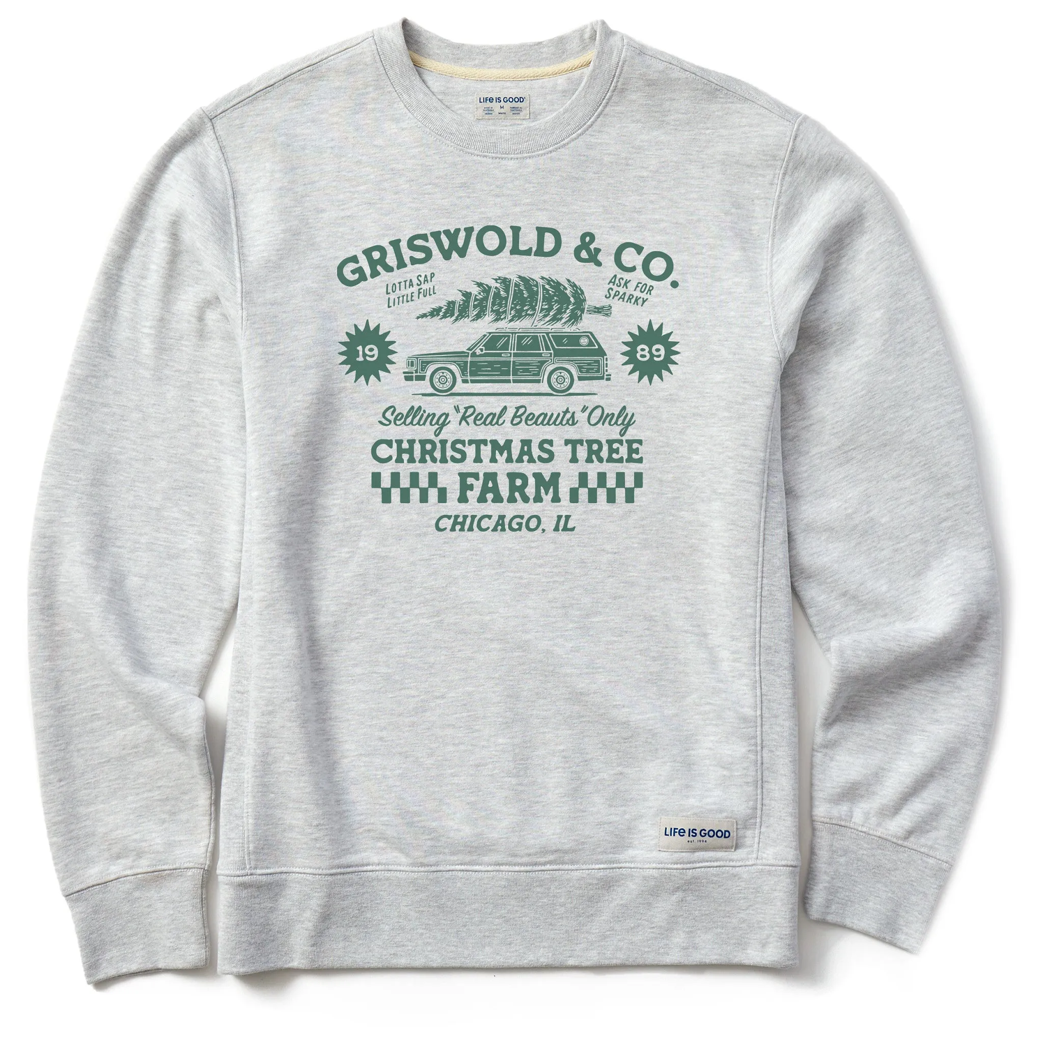 Men's Christmas Tree Farm Simply True Fleece Crew sold by Life is Good