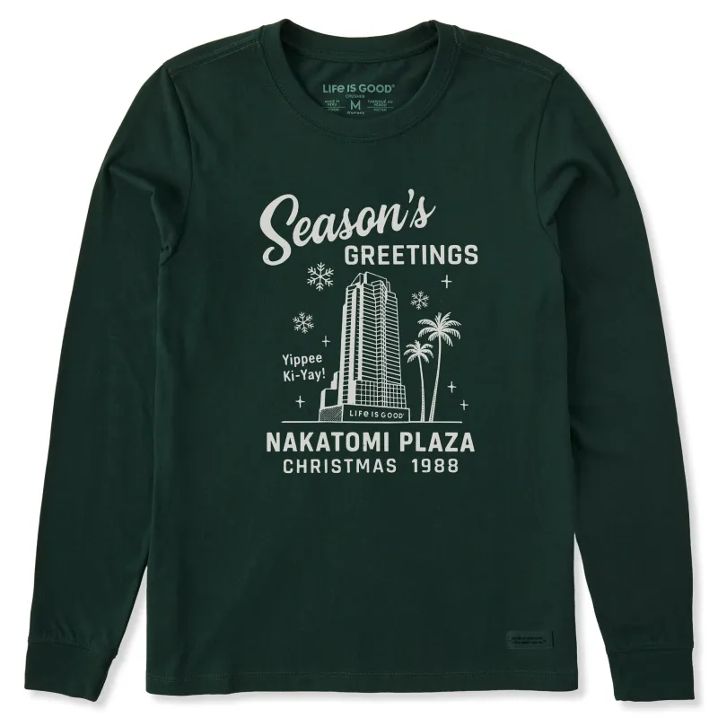 Women's Greetings from Nakatomi Plaza Long Sleeve Crusher Tee sold by Life is Good