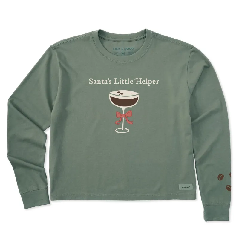 Women's Santas Little Helper Espresso Martini Long Sleeve Crusher Boxy Tee sold by Life is Good