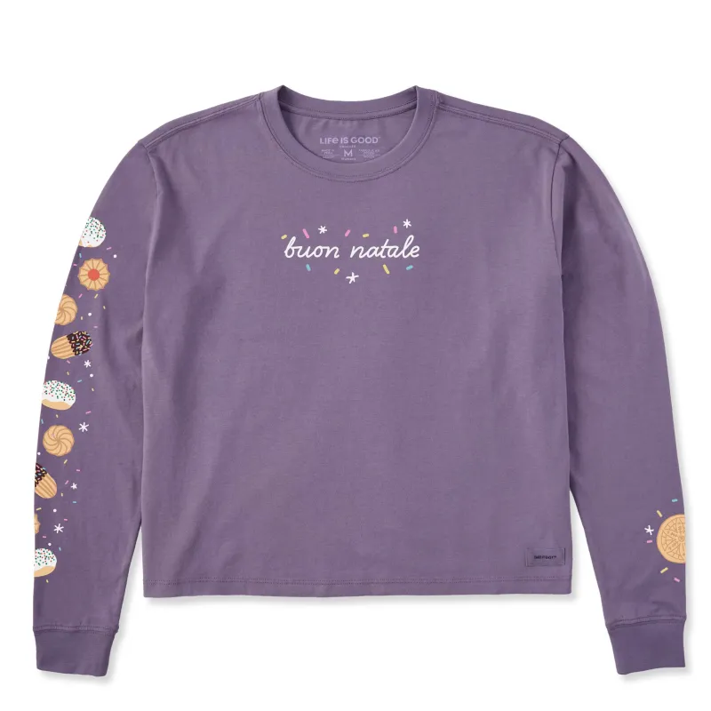 Women's Buon Natale Italian Christmas Cookies Long Sleeve Crusher Boxy Tee sold by Life is Good