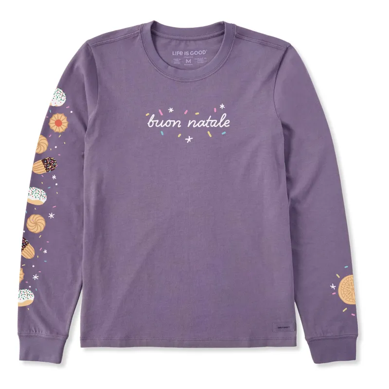 Women's Buon Natale Italian Christmas Cookies Long Sleeve Crusher Tee made by Life is Good