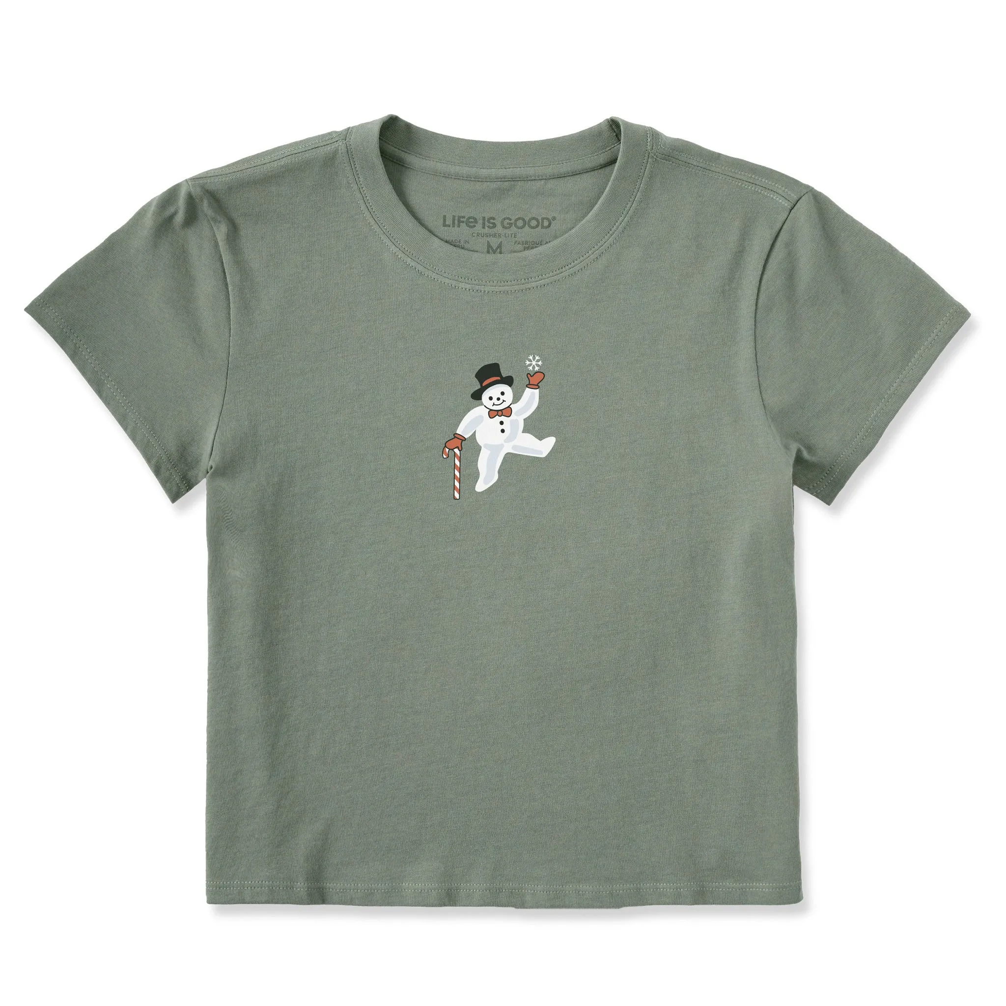 Women's Jolly Snowman Crusher-LITE Shrunken Tee sold by Life is Good