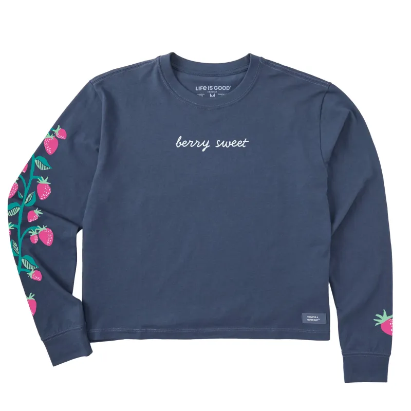 Women's Sweet Strawberries Long Sleeve Crusher Boxy Tee sold by Life is Good