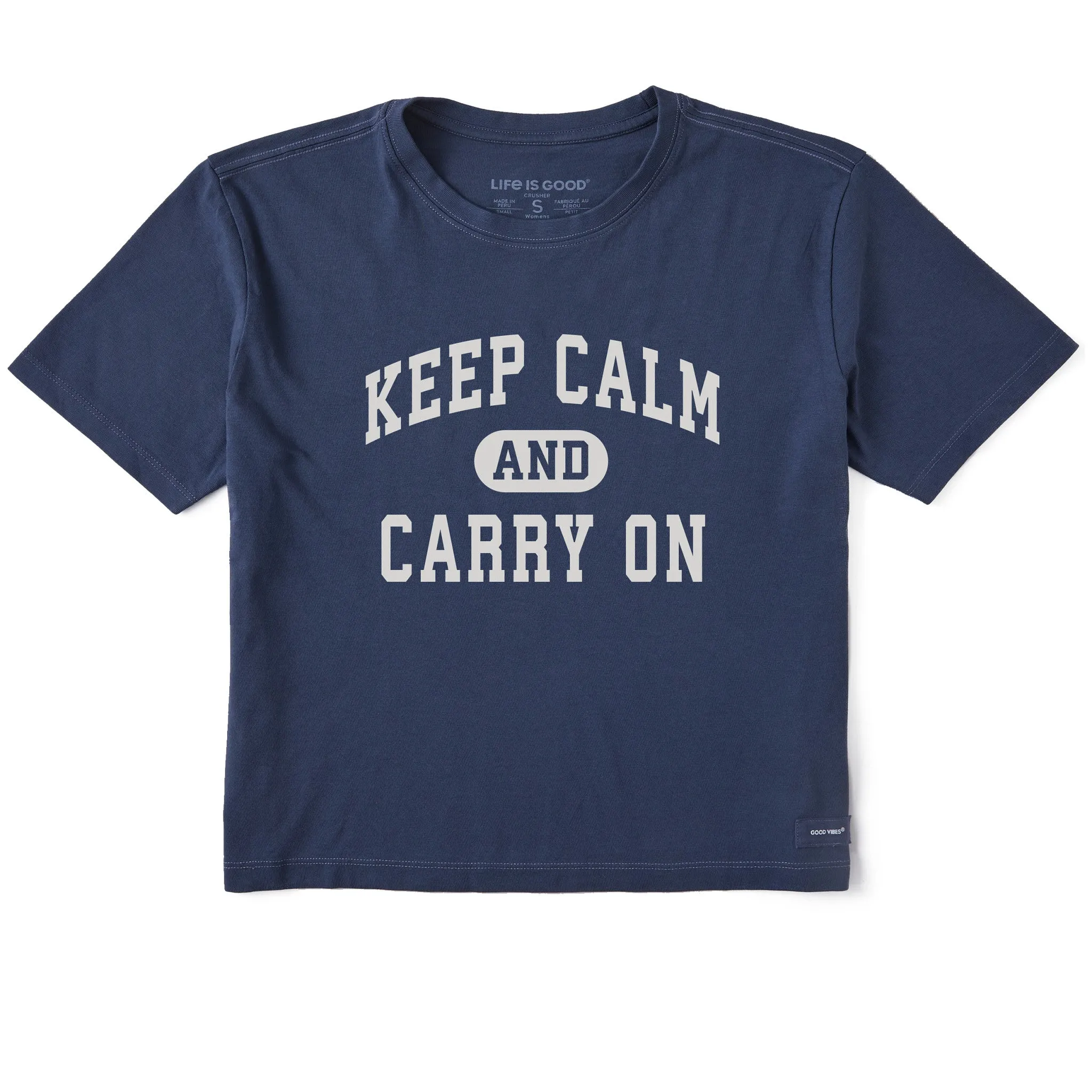 Women's Keep Calm Arch Short Sleeve Crusher Boxy Tee sold by Life is Good