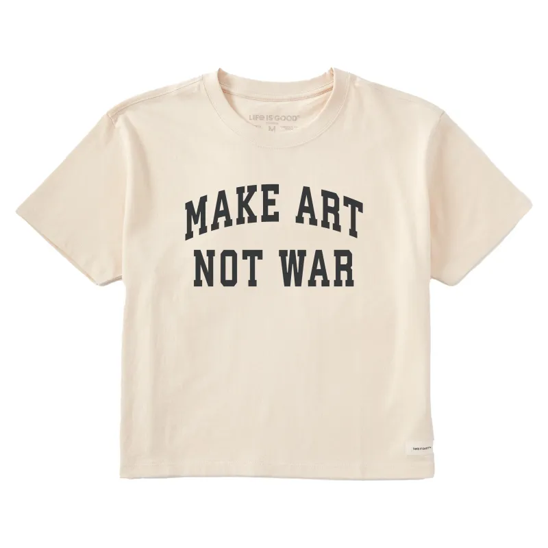 Women's Make Art Not War Arch Short Sleeve Crusher Boxy Tee sold by Life is Good