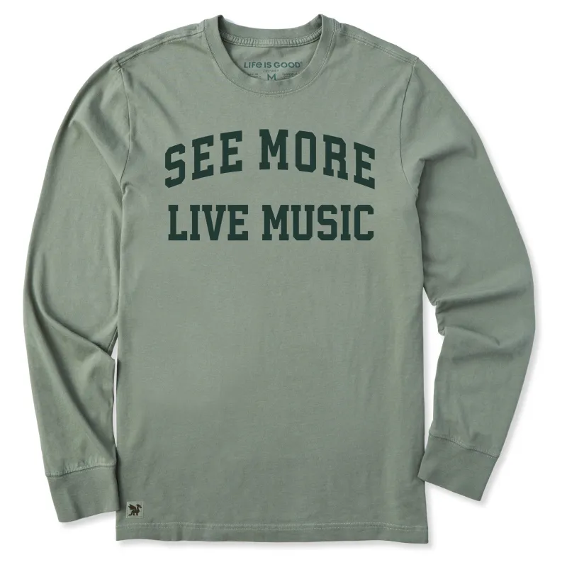 Men's See More Live Music Arch Long Sleeve Crusher Tee sold by Life is Good