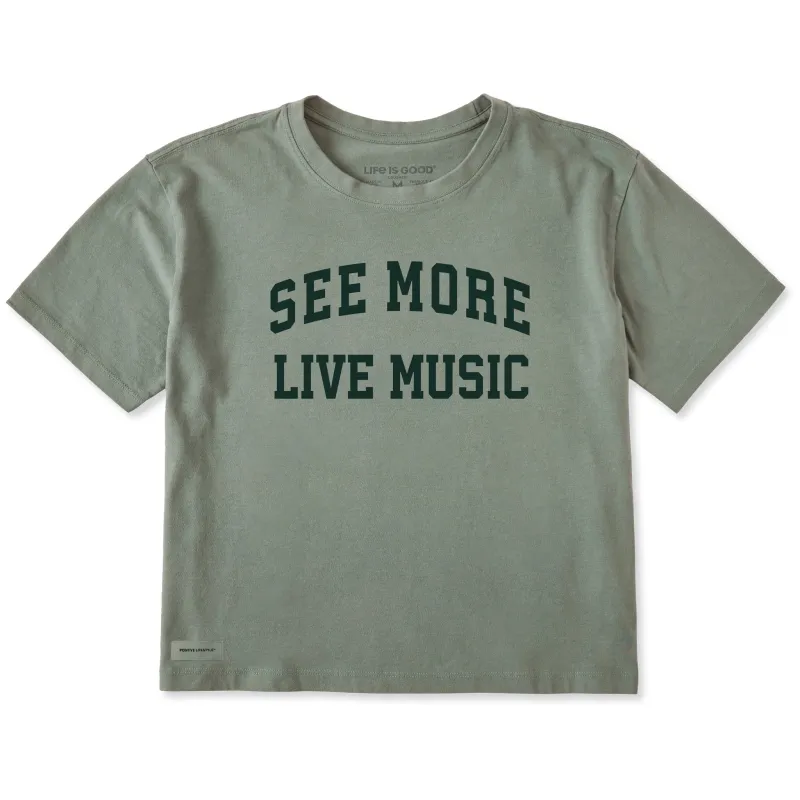 Women's See More Live Music Arch Short Sleeve Crusher Boxy Tee sold by Life is Good