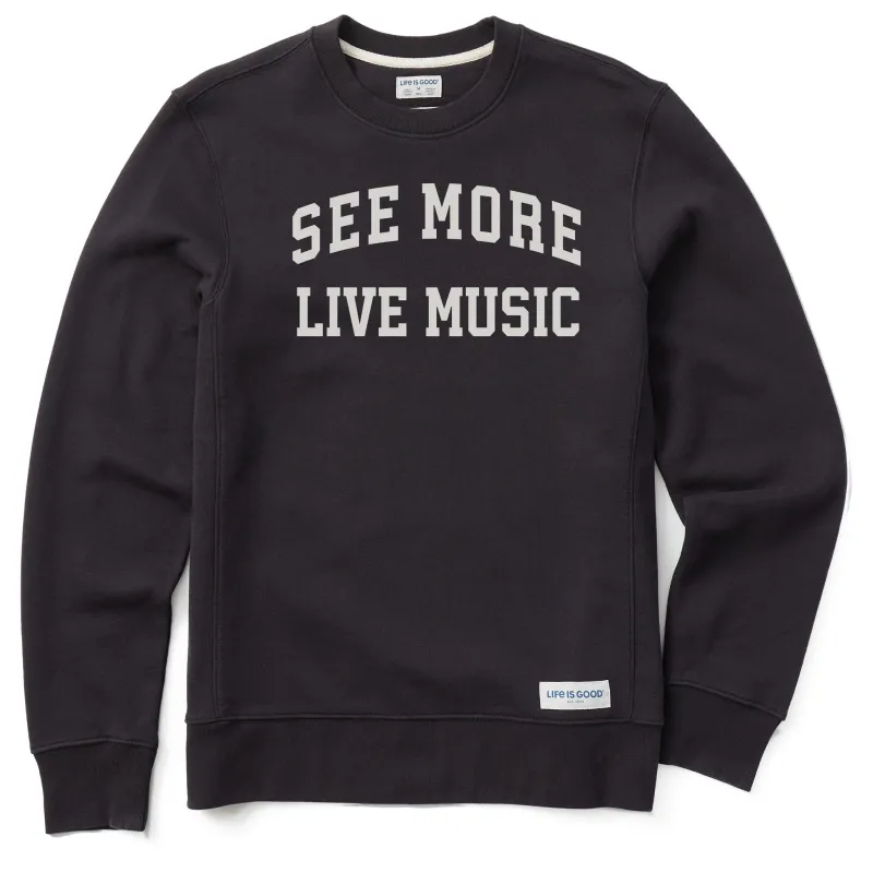 Men's See More Live Music Arch Simply True Fleece Crew sold by Life is Good