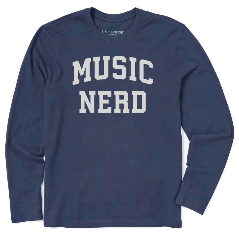 Men's Music Nerd Arch Long Sleeve Crusher Tee sold by Life is Good