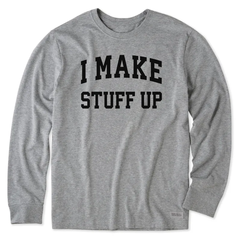 Men's I Make Stuff Up Arch Long Sleeve Crusher Tee sold by Life is Good