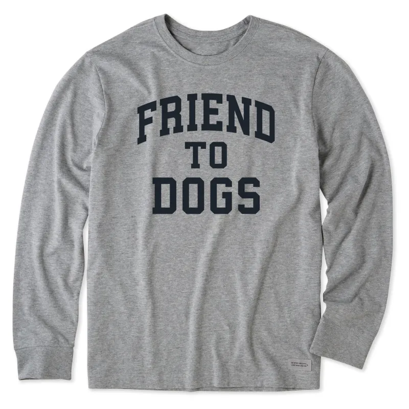 Men's Friend to Dogs Arch Long Sleeve Crusher Tee sold by Life is Good