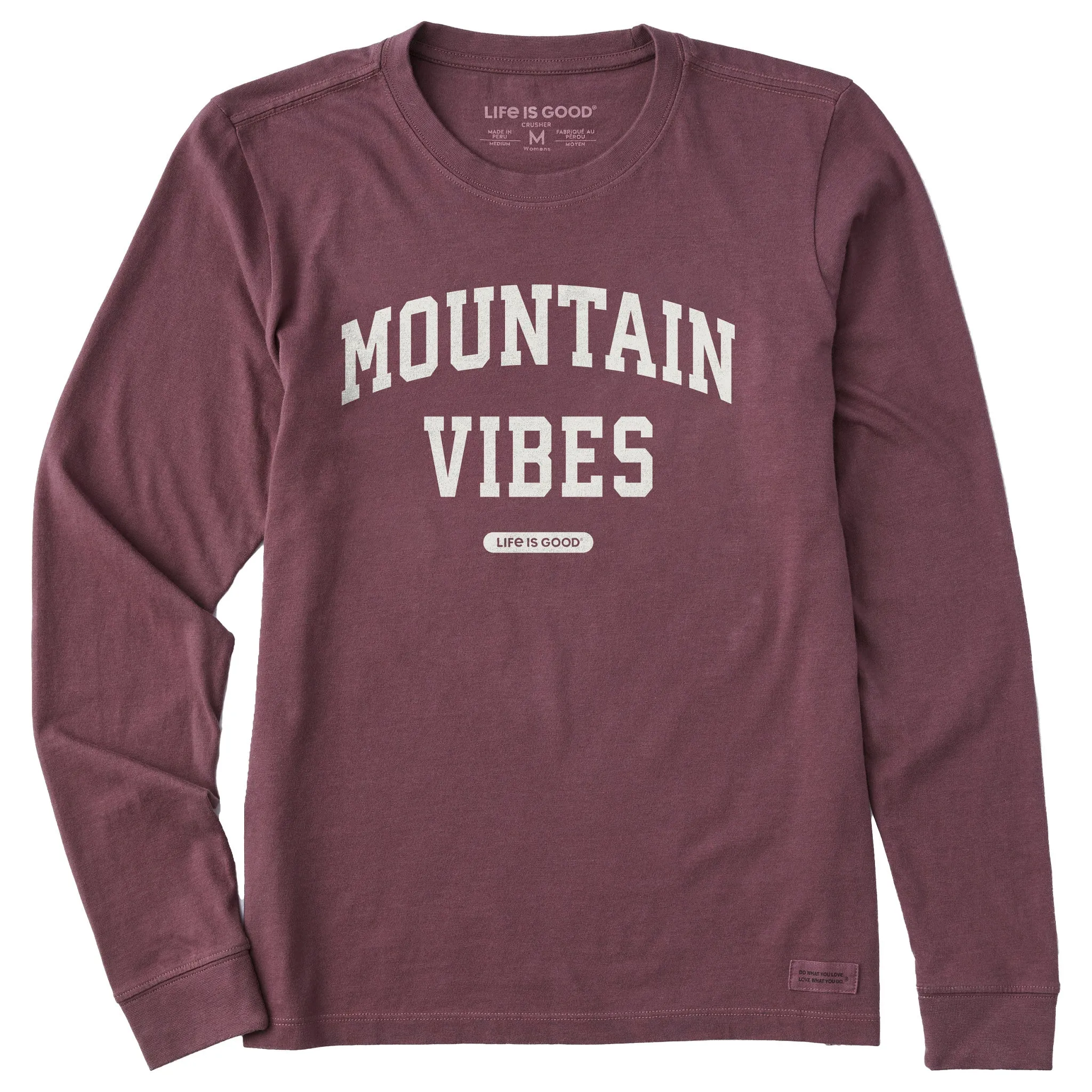 Women's Mountain Vibes Arch Long Sleeve Crusher Tee sold by Life is Good