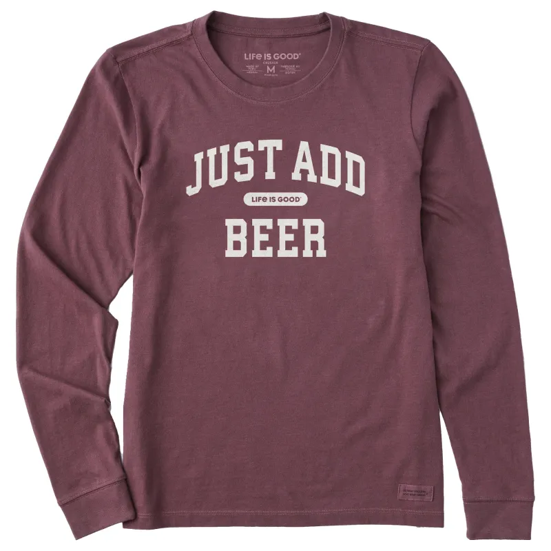 Women's Just Add Beer Arch Long Sleeve Crusher Tee made by Life is Good