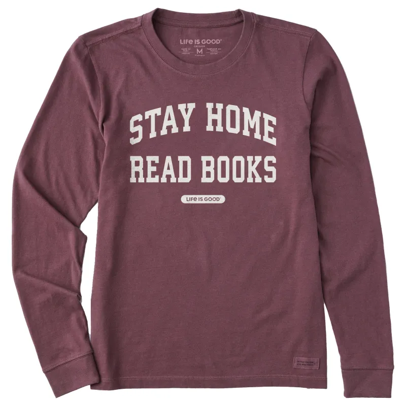 Women's Stay Home Read Books Arch Long Sleeve Crusher Tee sold by Life is Good