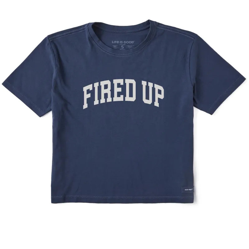 Women's Fired Up Arch Short Sleeve Crusher Boxy Tee sold by Life is Good