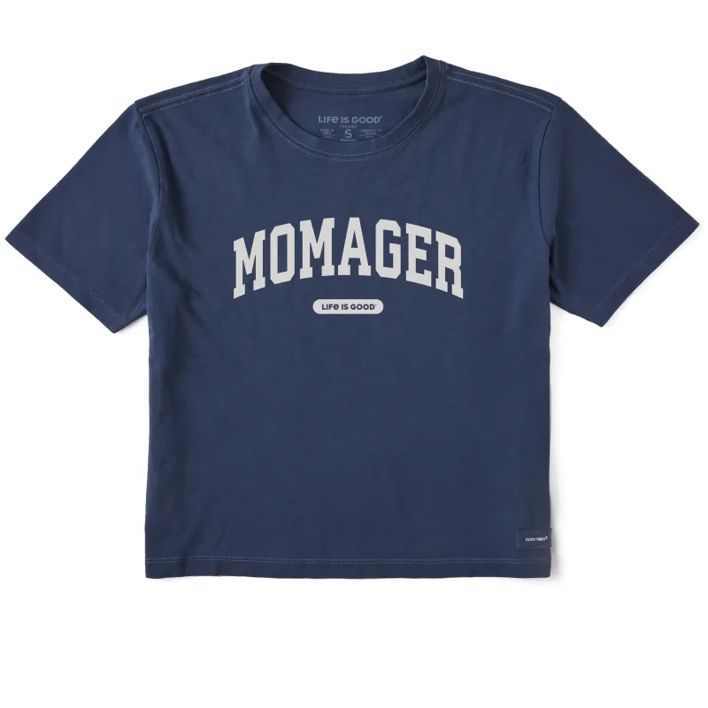 Women's Momager Arch Short Sleeve Crusher Boxy Tee sold by Life is Good