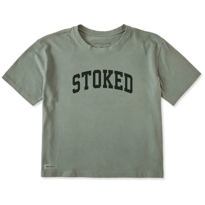 Women's Stoked Arch Short Sleeve Crusher Boxy Tee sold by Life is Good