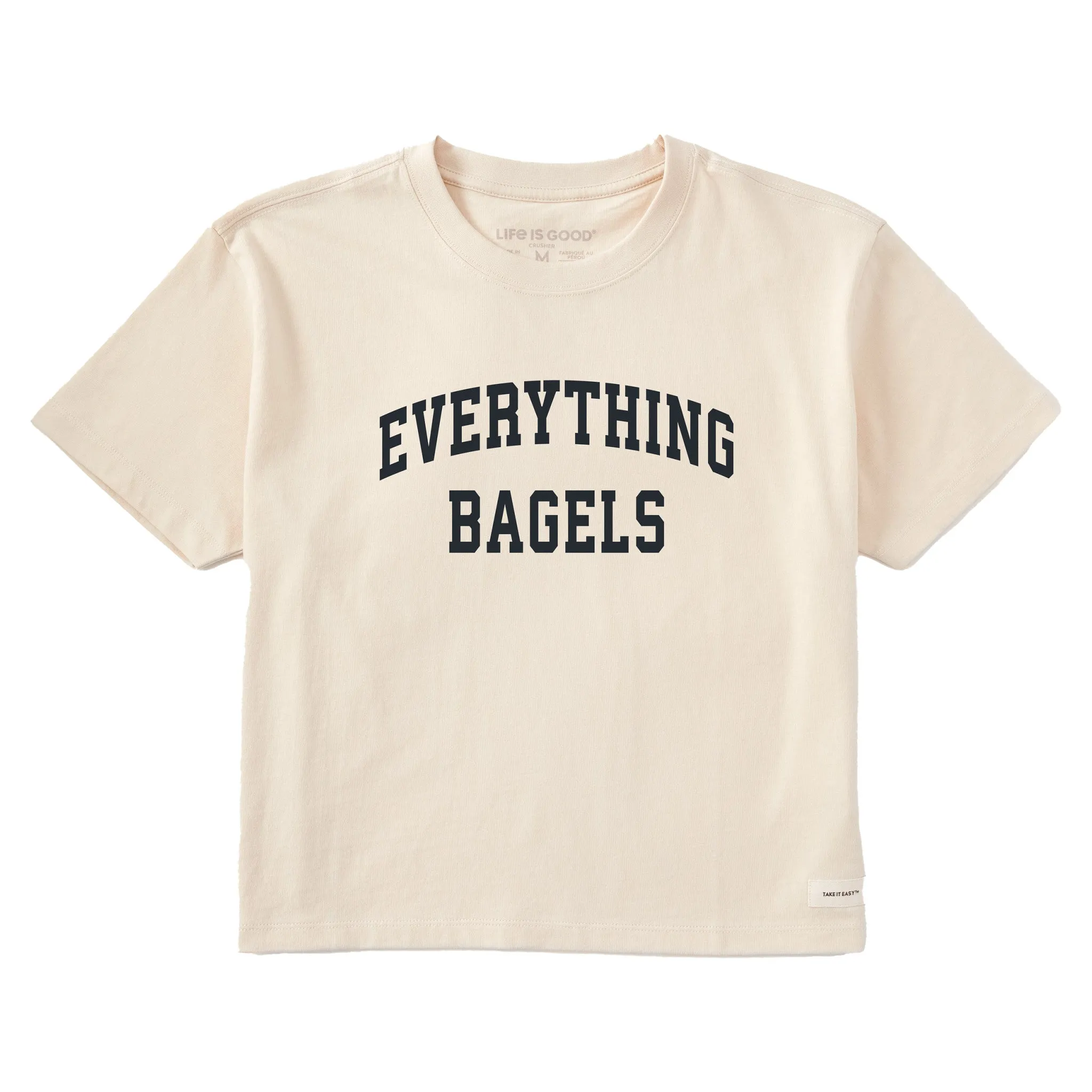 Women's Everything Bagels Arch Short Sleeve Crusher Boxy Tee sold by Life is Good