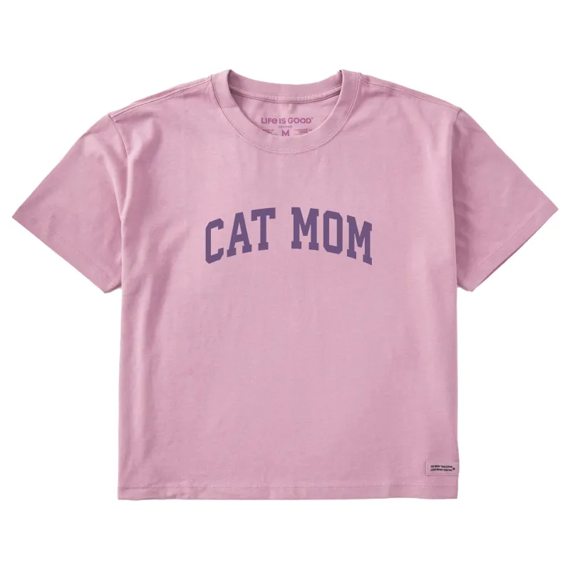 Women's Cat Mom Arch Short Sleeve Crusher Boxy Tee sold by Life is Good