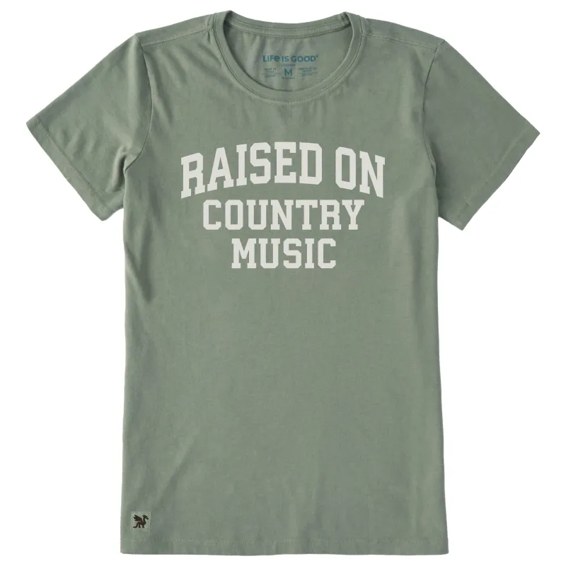 Women's Raised on Country Music Arch Short Sleeve Crusher Tee sold by Life is Good