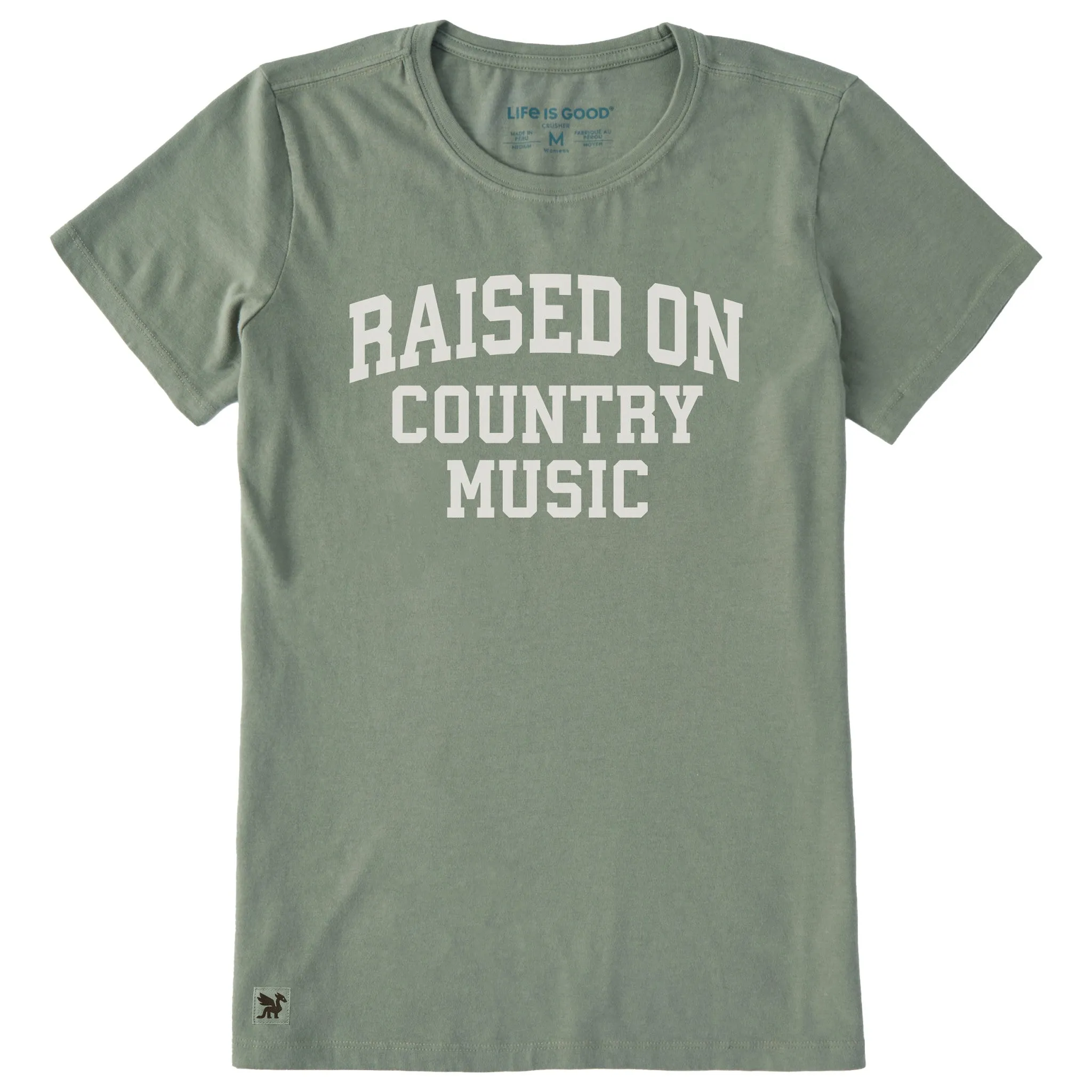 Women's Raised on Country Music Arch Short Sleeve Crusher Tee sold by Life is Good