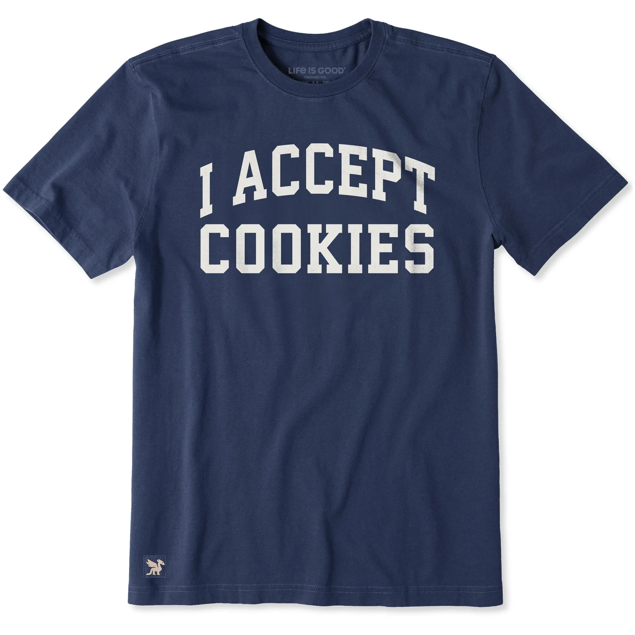 Men's I Accept Cookies Arch Short Sleeve Crusher Tee sold by Life is Good