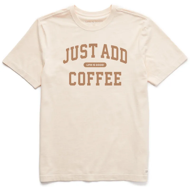 Men's Just Add Coffee Arch Short Sleeve Crusher Tee sold by Life is Good