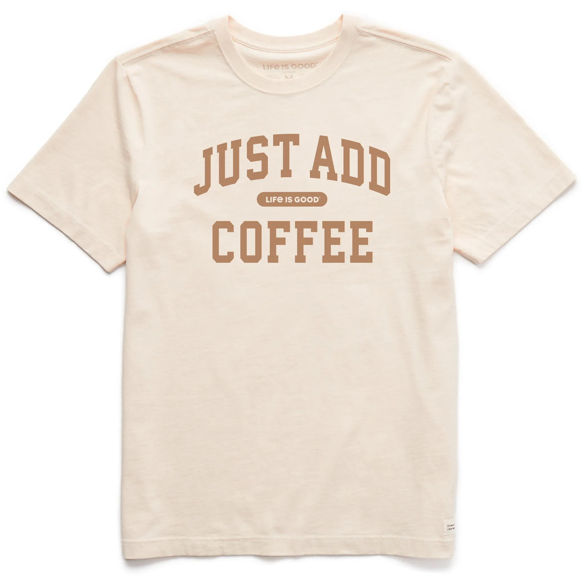 Men's Just Add Coffee Arch Short Sleeve Crusher Tee sold by Life is Good