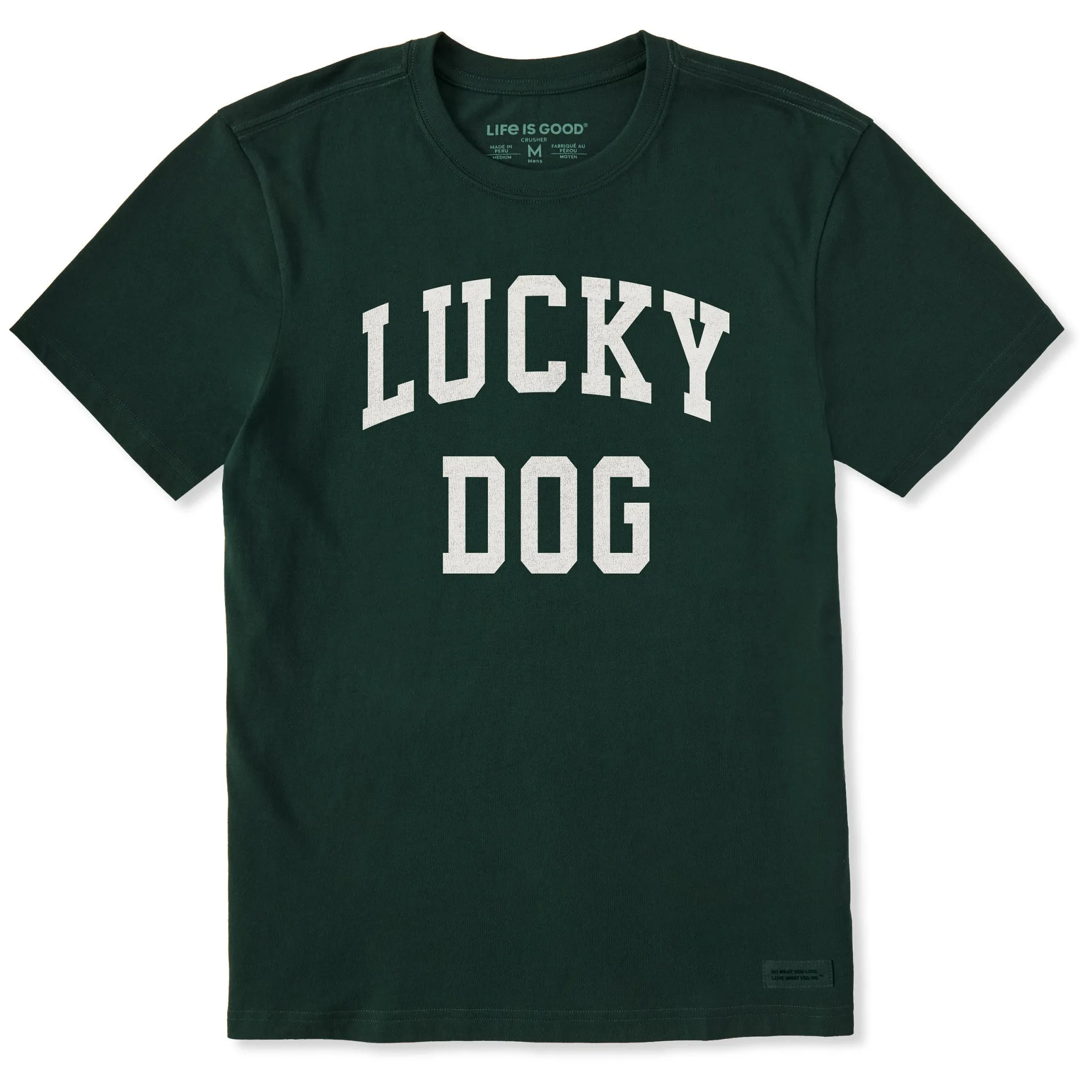 Men's Lucky Dog Arch Short Sleeve Crusher Tee sold by Life is Good
