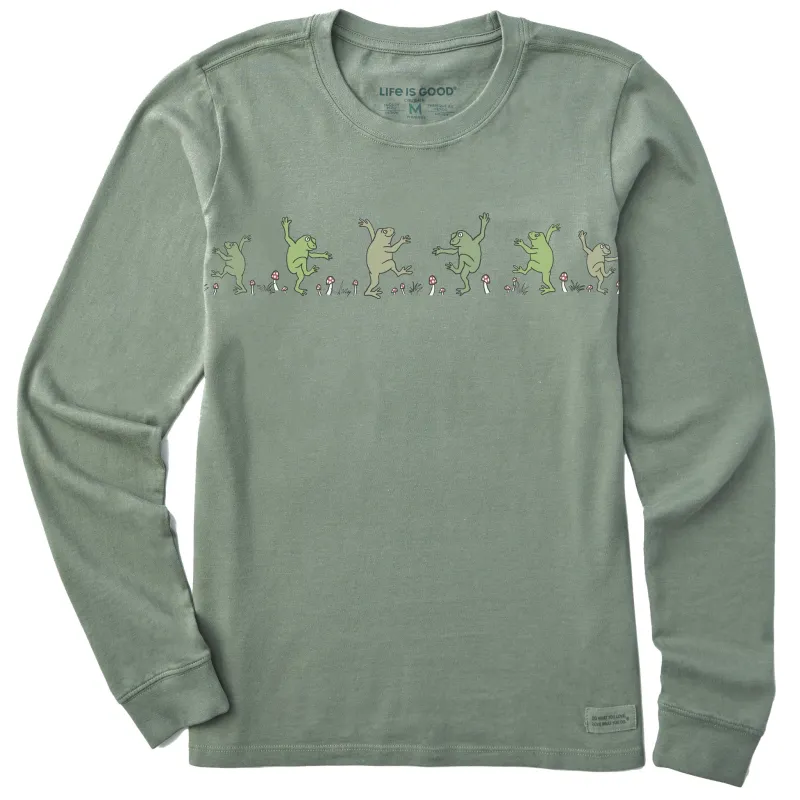 Women's Dancing Frogs Mushrooms Long Sleeve Crusher Tee sold by Life is Good