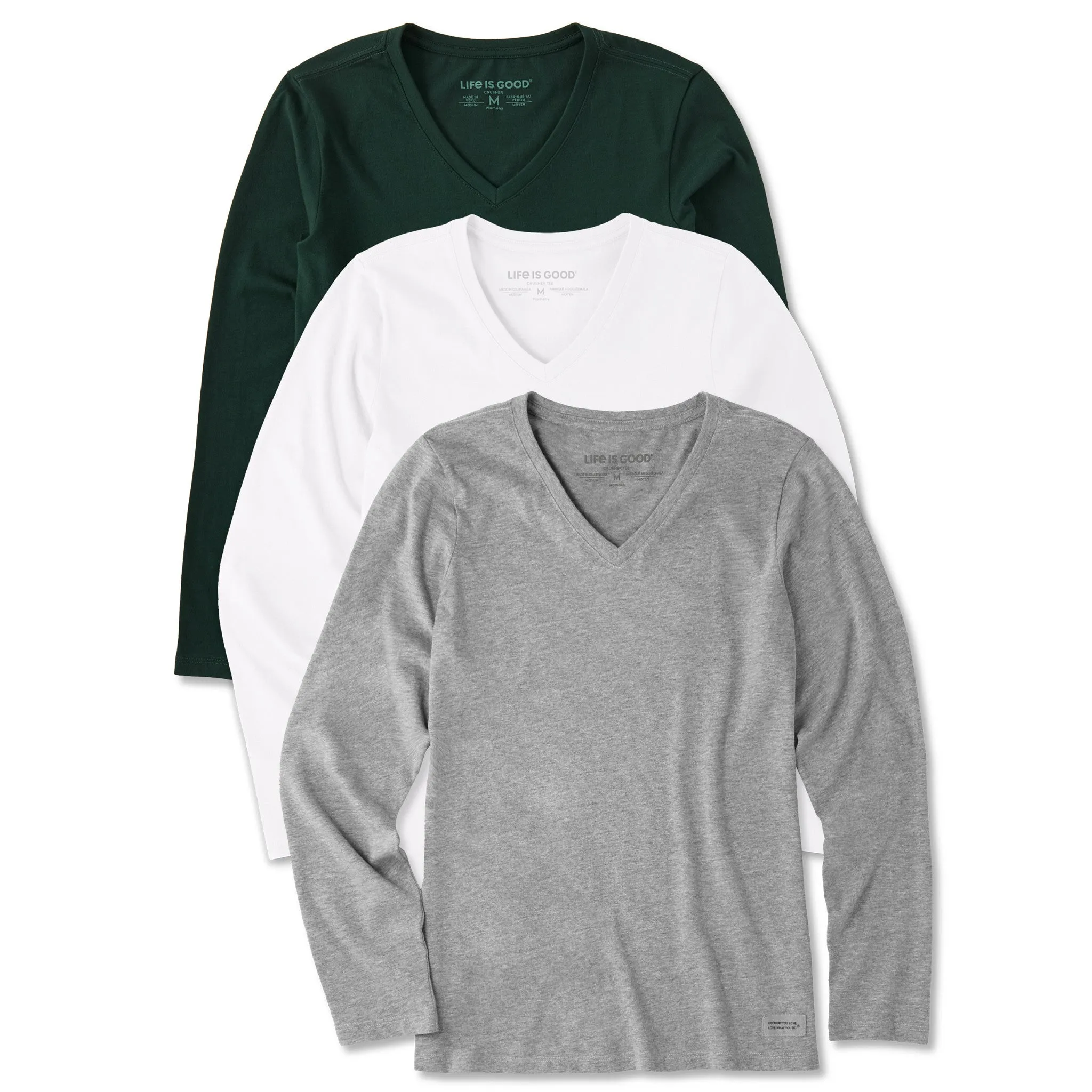 Womens Solid 3-Pack Long Sleeve Crusher Vee Multi 6 sold by Life is Good