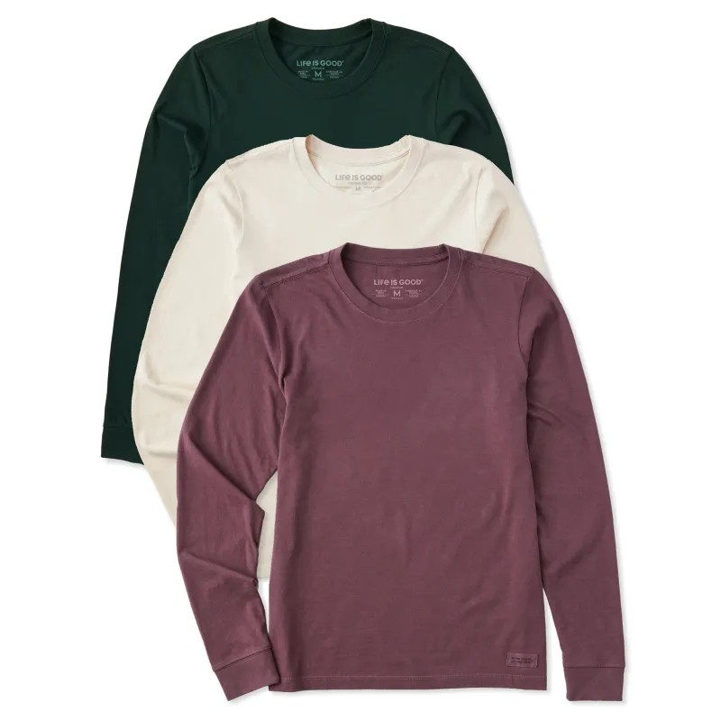 Womens Solid 3-Pack Long Sleeve Crusher Tee Multi 6 sold by Life is Good