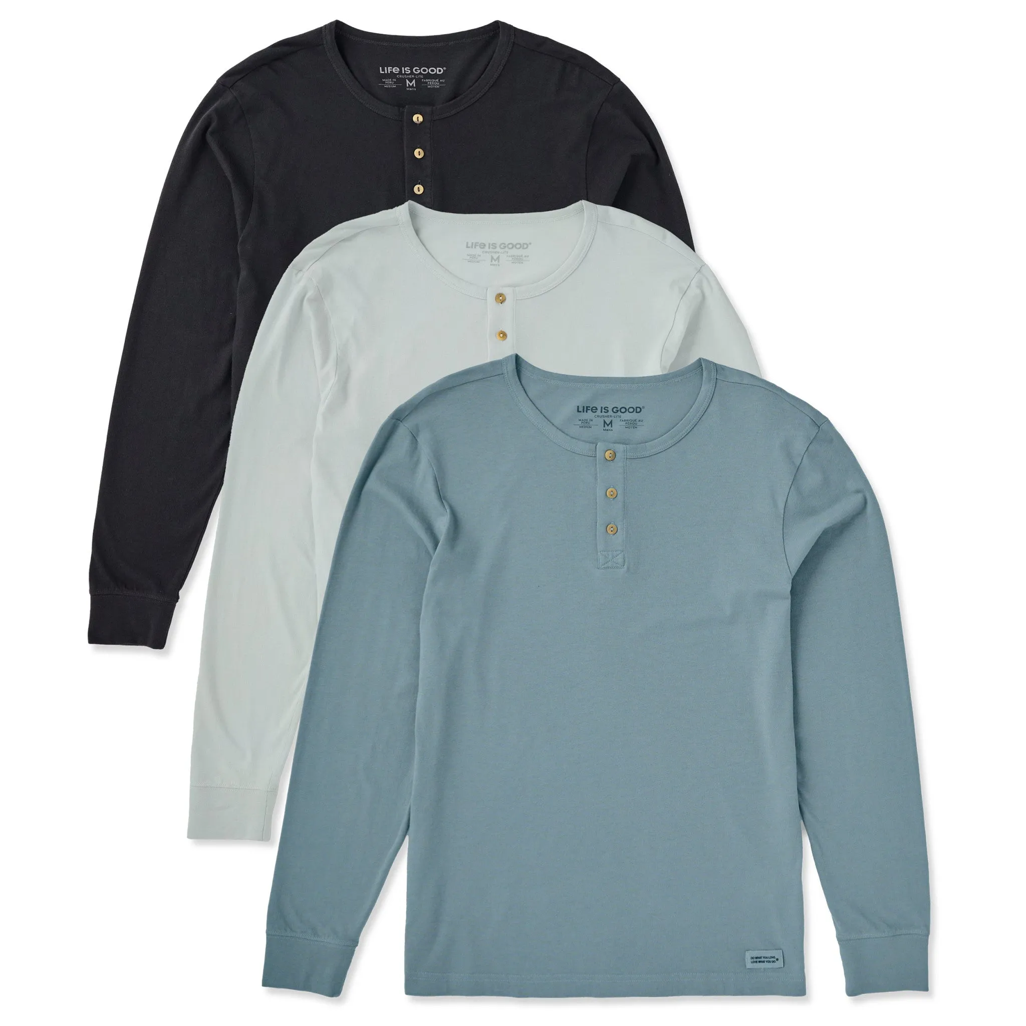 Mens Solid 3-Pack Long Sleeve Crusher-LITE Slim Fit Henley Multi sold by Life is Good