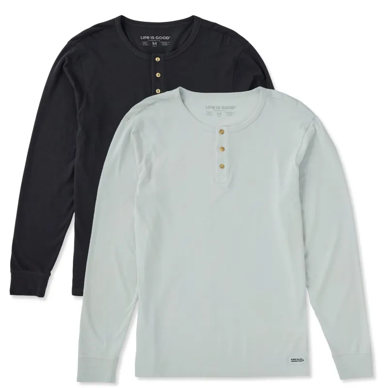 Mens Solid 2-Pack Long Sleeve Crusher-LITE Slim Fit Henley - Multi 1 made by Life is Good
