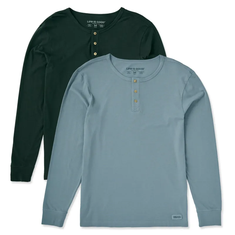 Mens Solid 2-Pack Long Sleeve Crusher-LITE Slim Fit Henley - Multi made by Life is Good