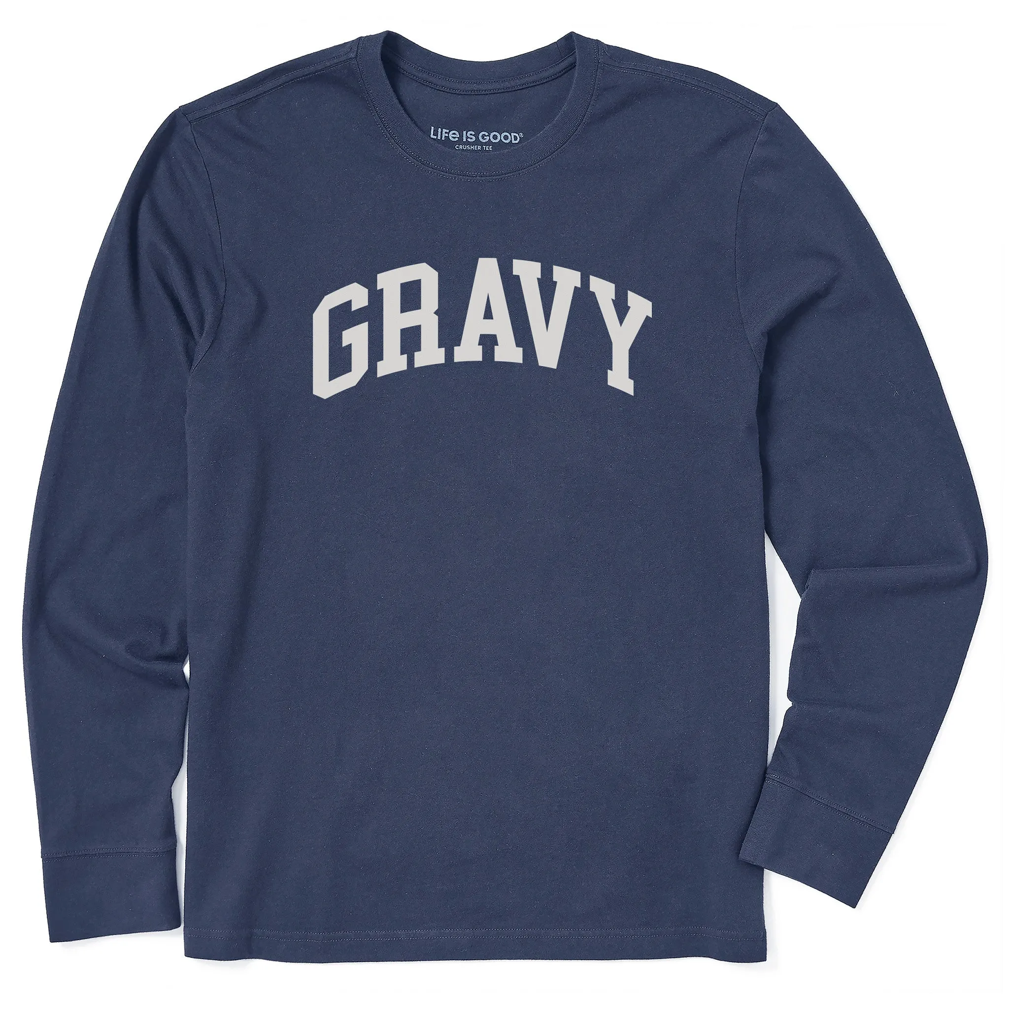 Men's Gravy Athletic Arch Long Sleeve Crusher Tee sold by Life is Good