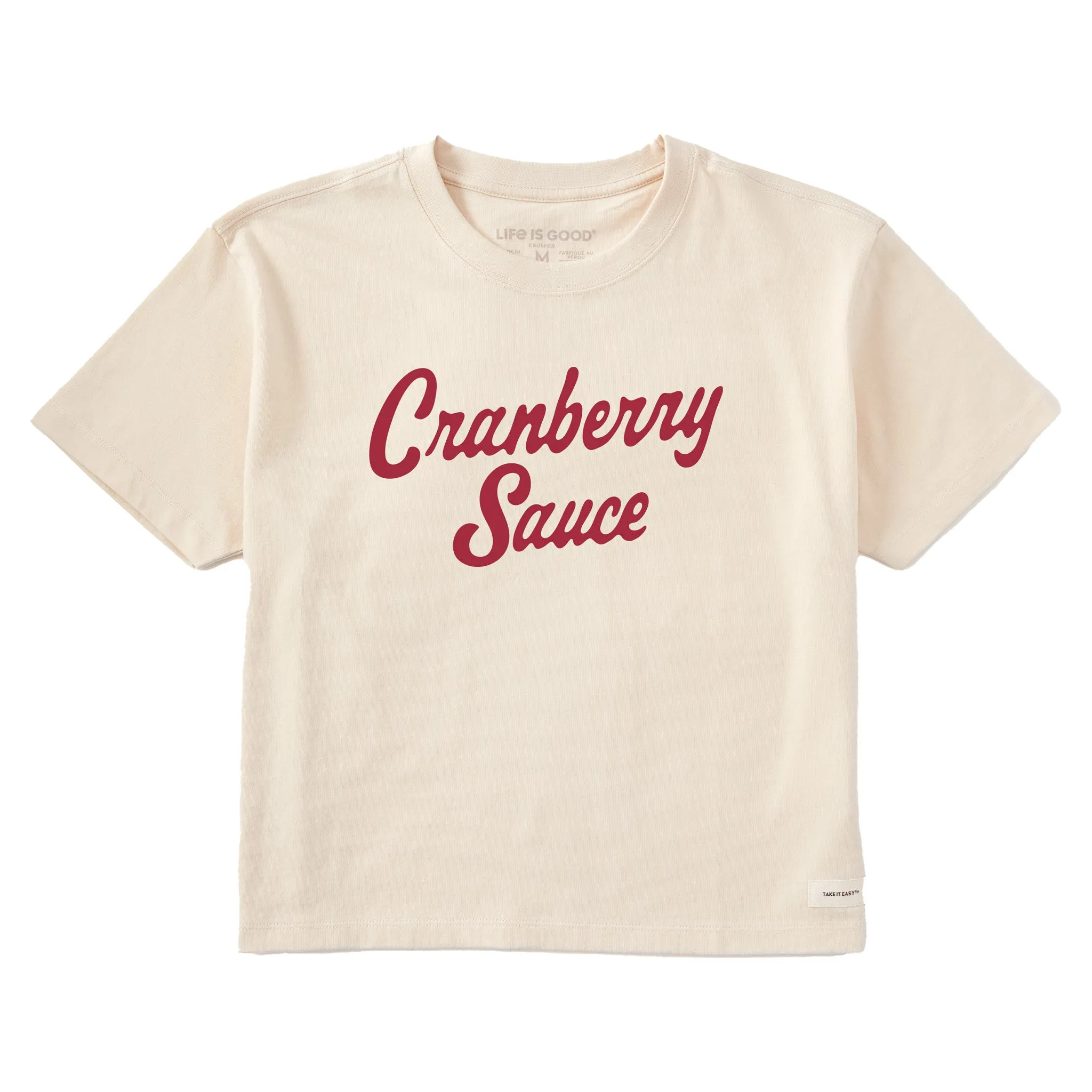 Women's Cranberry Sauce Script Short Sleeve Crusher Boxy Tee sold by Life is Good