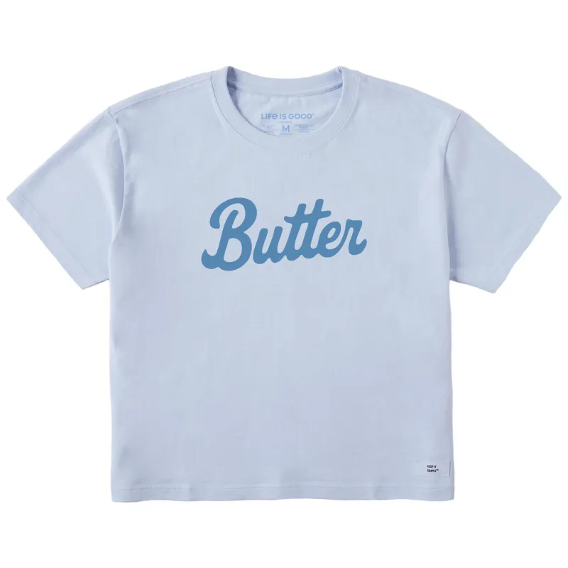 Women's Butter Script Short Sleeve Crusher Boxy Tee sold by Life is Good