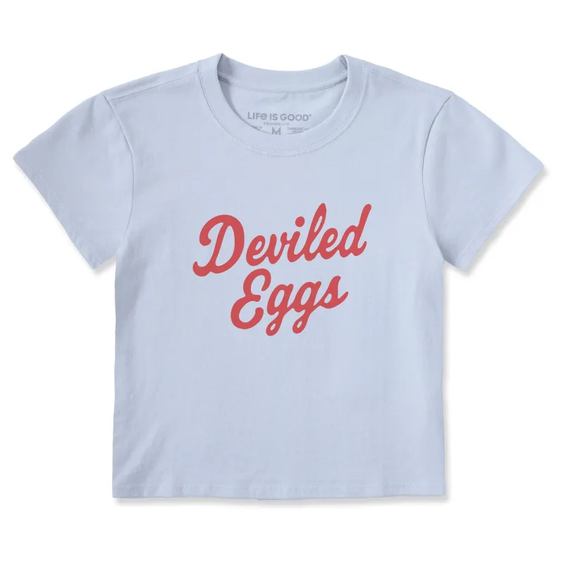 Women's Deviled Eggs Script Crusher-LITE Shrunken Tee sold by Life is Good