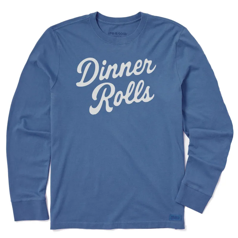 Men's Dinner Rolls Script Long Sleeve Crusher Tee sold by Life is Good