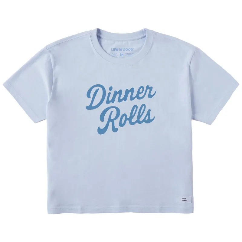 Women's Dinner Rolls Script Short Sleeve Crusher Boxy Tee sold by Life is Good