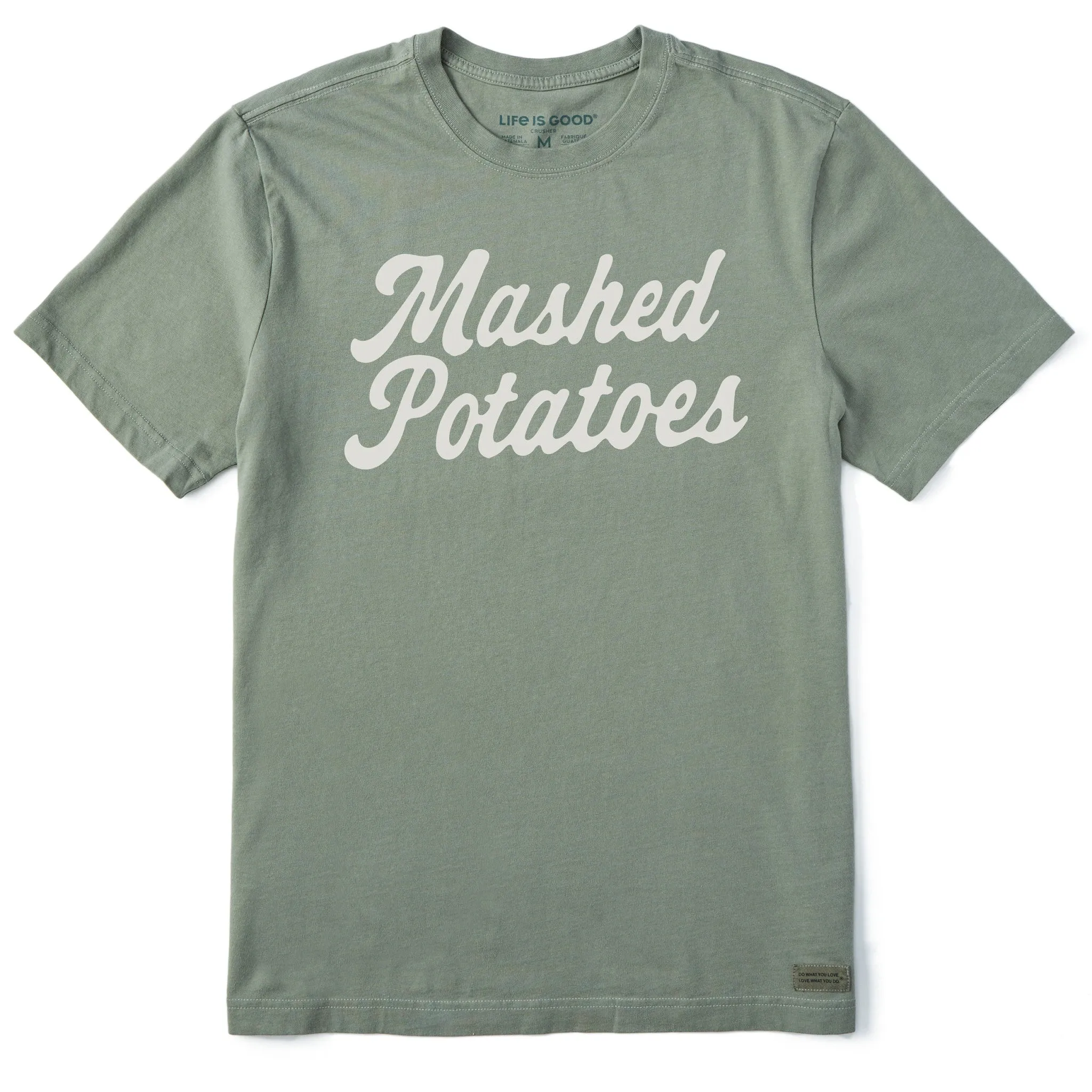 Men's Mashed Potatoes Script Short Sleeve Crusher Tee sold by Life is Good
