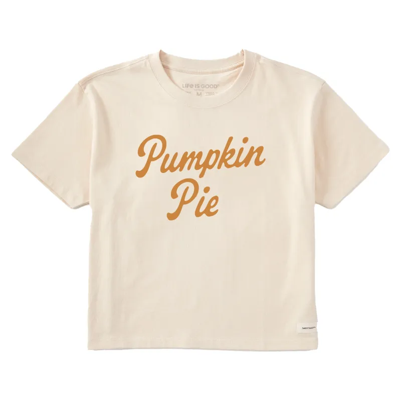 Women's Pumpkin Pie Script Short Sleeve Crusher Boxy Tee sold by Life is Good