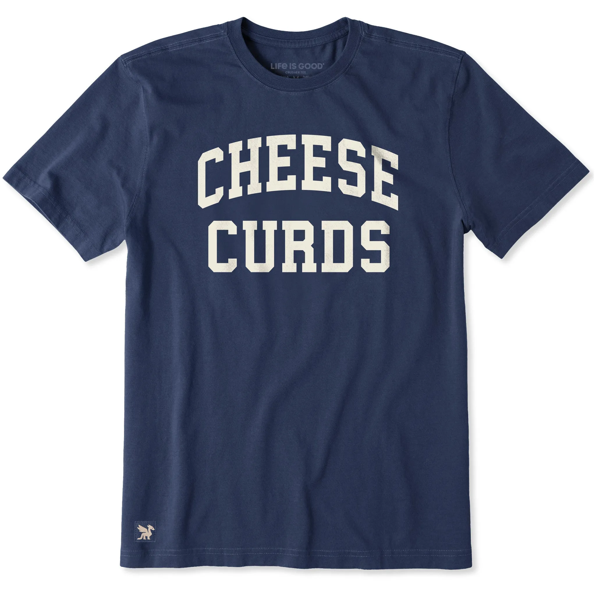 Men's Cheese Curds Arch Short Sleeve Crusher Tee sold by Life is Good
