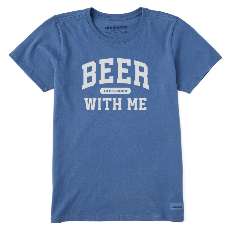 Women's Beer With Me Arch Short Sleeve Crusher Tee sold by Life is Good