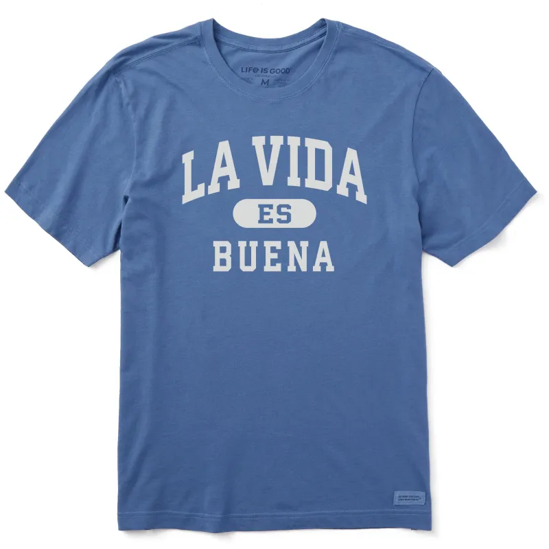 Men's La Vida Es Buena Arch Short Sleeve Crusher Tee sold by Life is Good