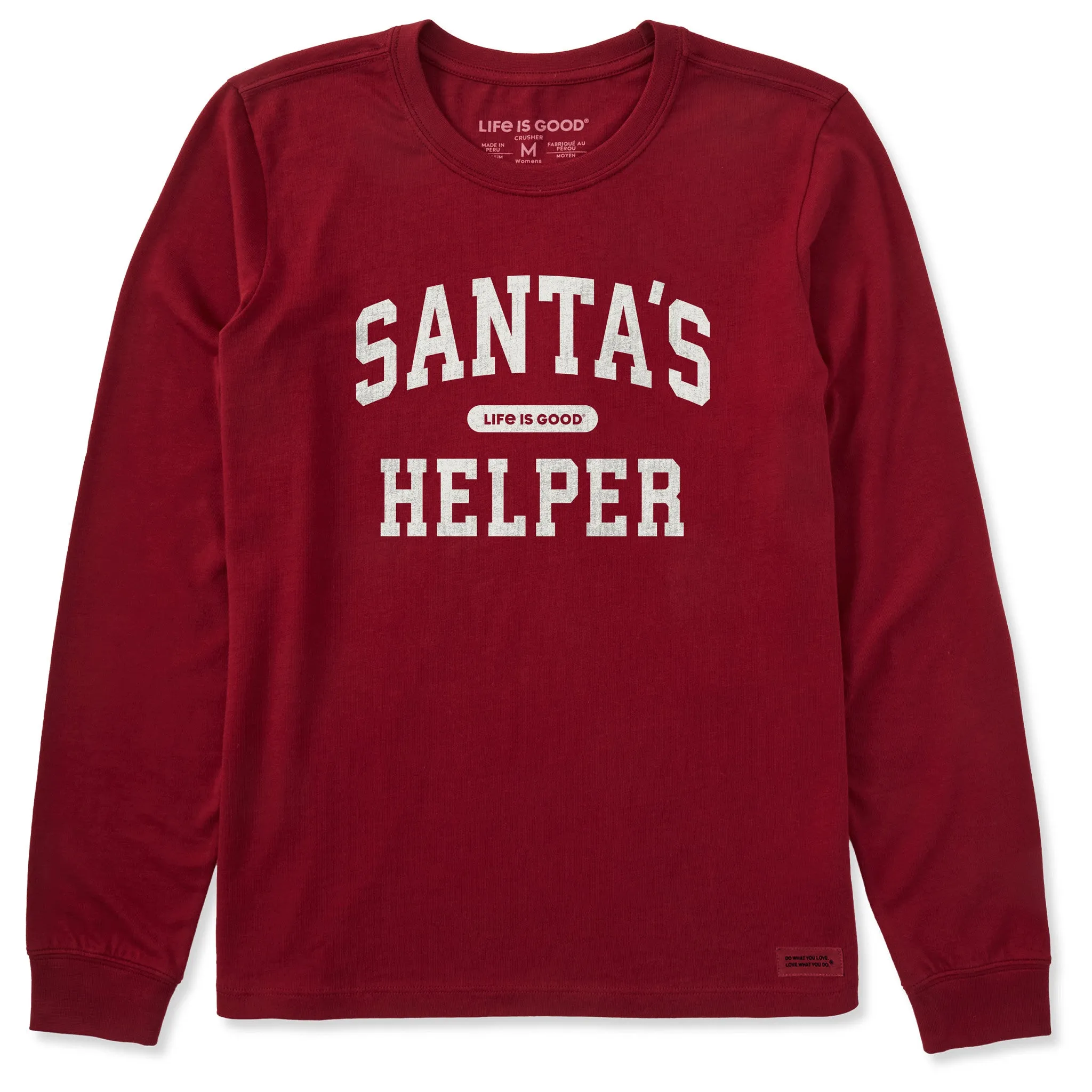 Women's Santa's Helper Arch Long Sleeve Crusher Tee sold by Life is Good