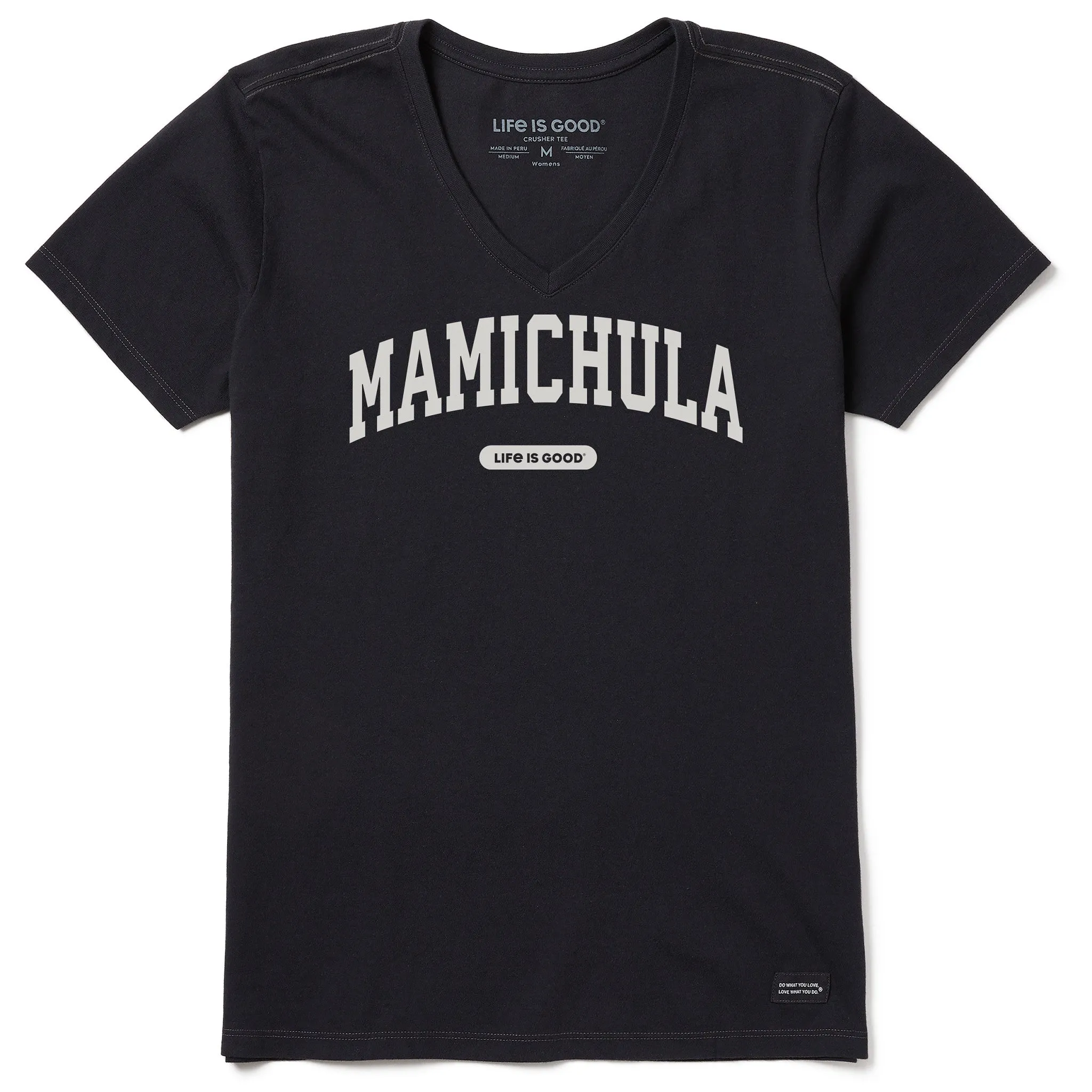 Women's Mamichula Arch Short Sleeve Crusher Vee sold by Life is Good